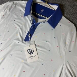 Graham Luxe "Spike"‎ Polo Frost/Dusk Dragonfly Print Size L – NWT AOP